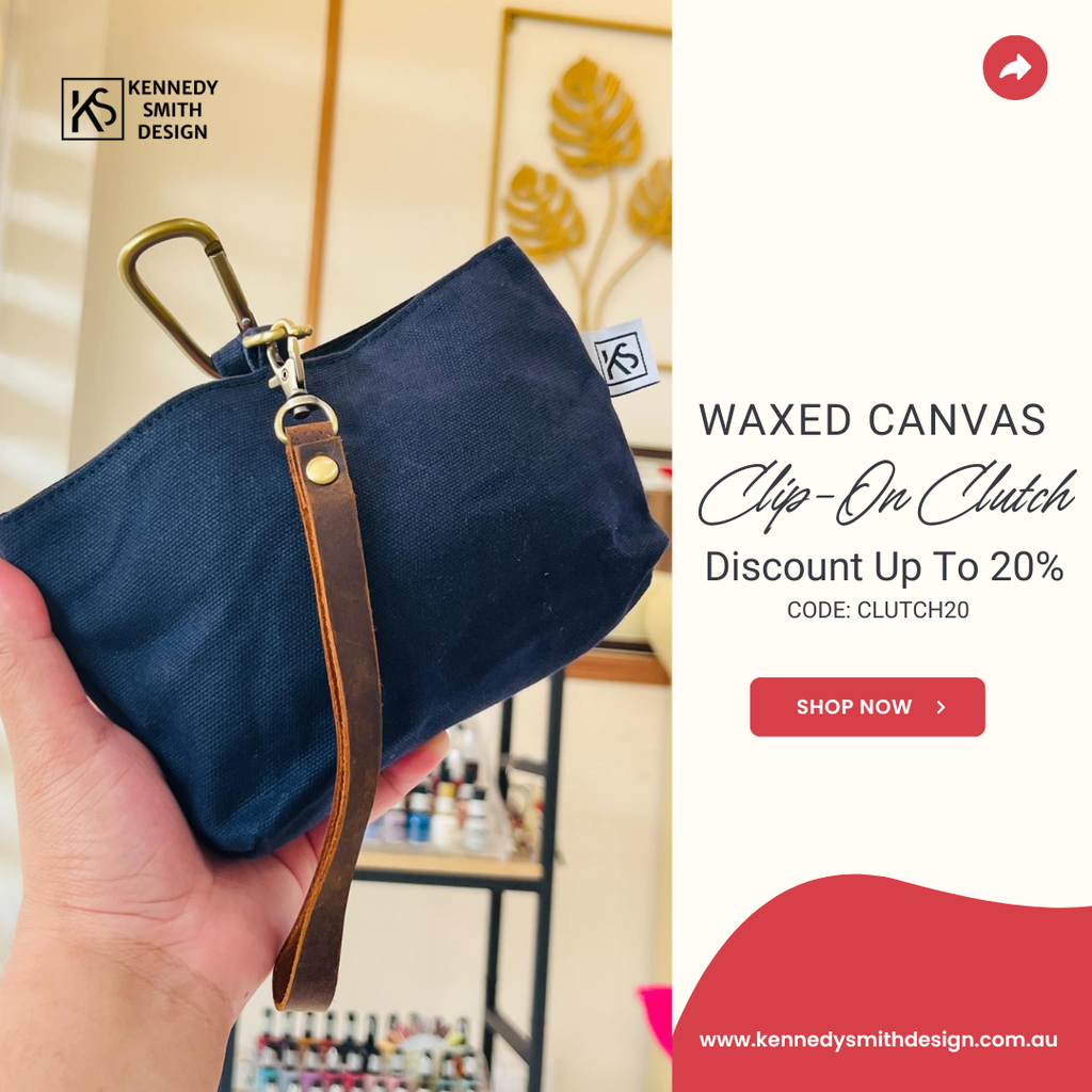 Upgrade Your Essentials with the Waxed Canvas Clip-On Clutch: Waterproof, Stylish, and Built to Last