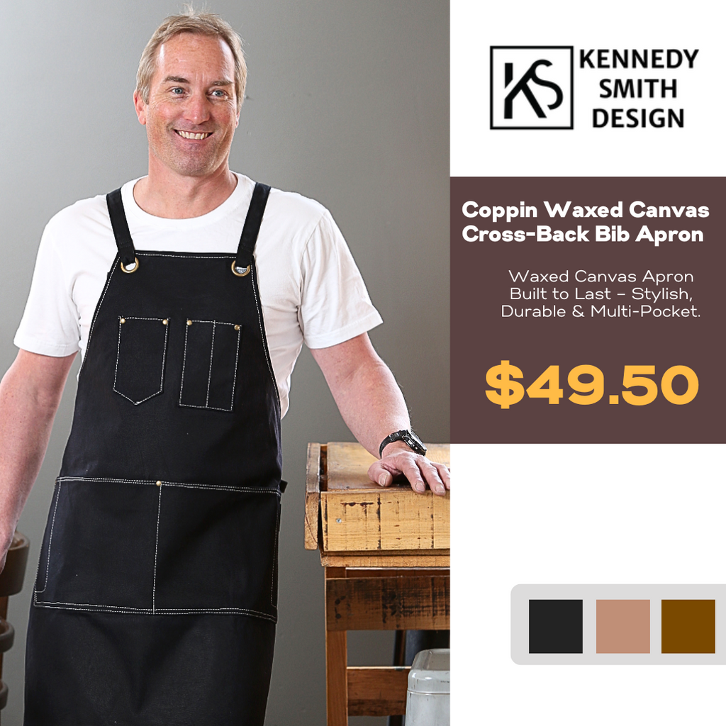 Coppin Waxed Canvas Cross-Back Bib Apron – Built for Work, Designed for Style