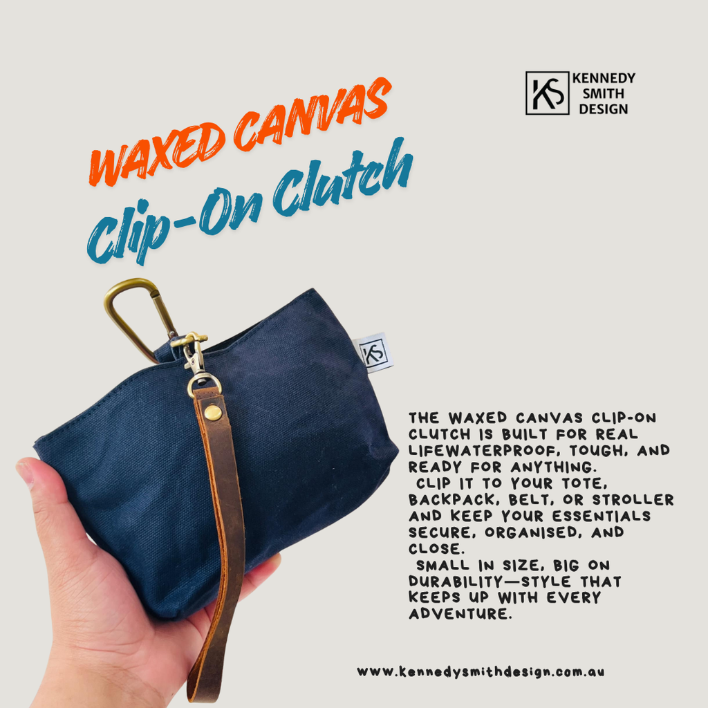 Elevate Your Style with Our Waxed Canvas Clip-On Clutch: Waterproof, Stylish, and Built to Last