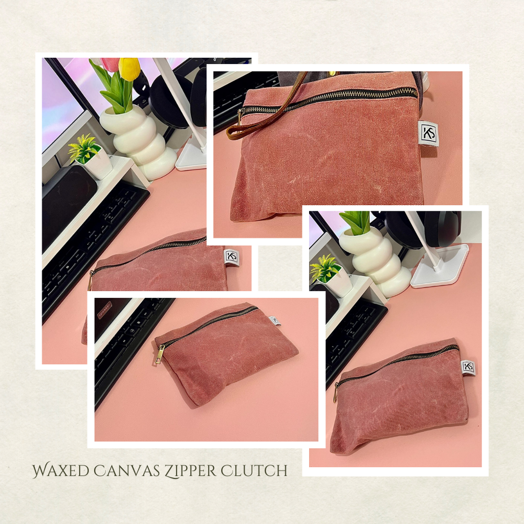 Waxed Canvas Zipper Clutch – Stylish, Durable & Water-Resistant