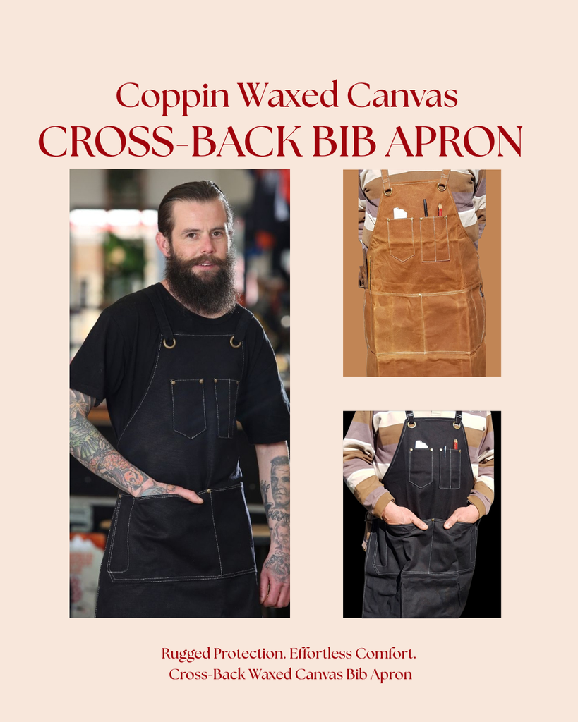 Coppin Waxed Canvas Cross-Back Bib Apron: Built for Makers, Crafted for Durability