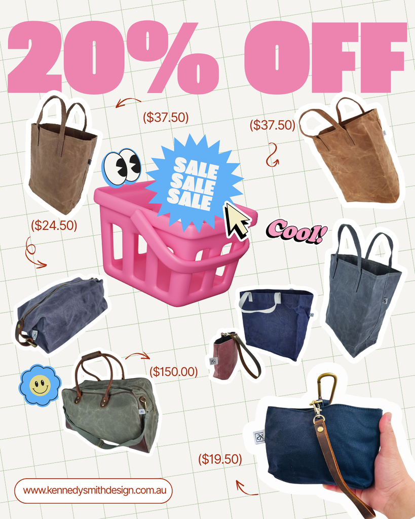 Kennedy Smith Design Sale – 20% Off Waxed Canvas Bags & Handmade Aprons