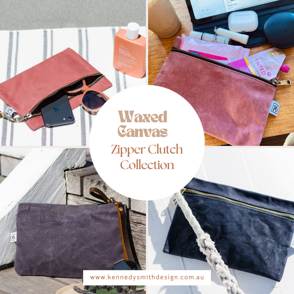 Waxed Canvas Zipper Clutch Collection